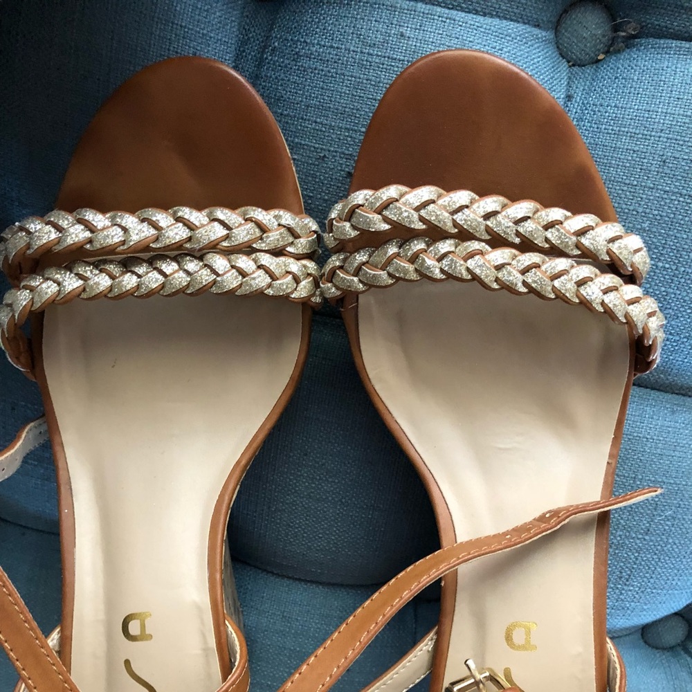 Tan Strapped Wedge Sandals